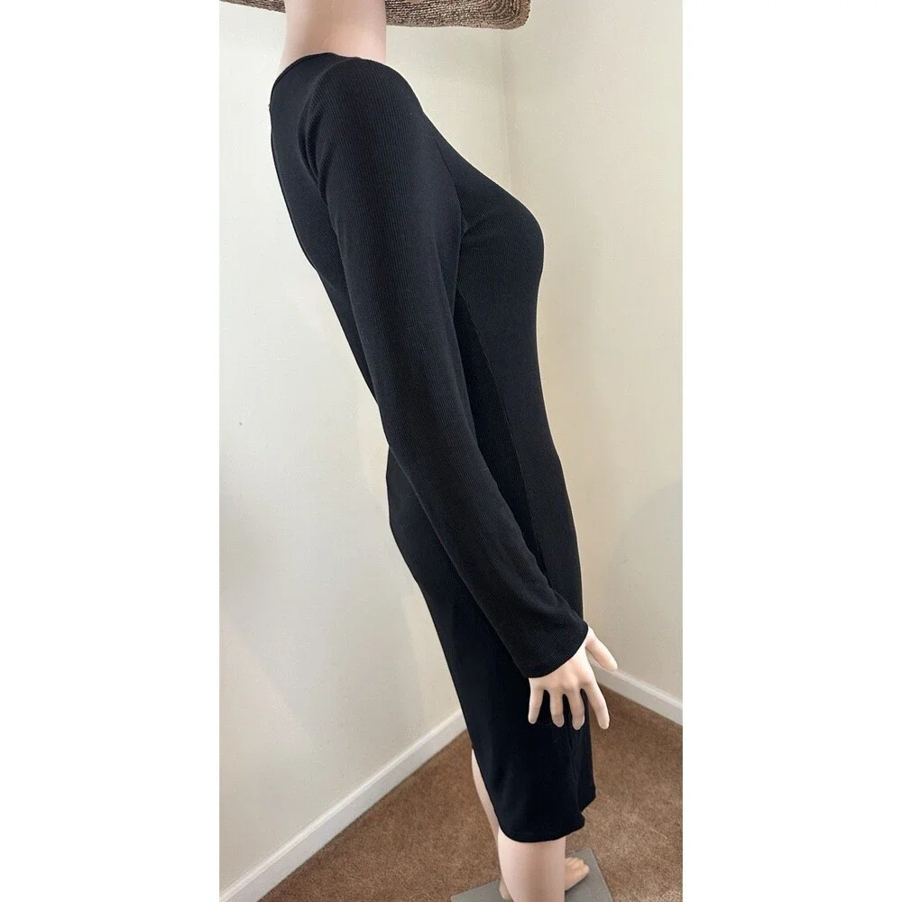 Popilush Women Long Sleeve Midi Bodycon Shapewear Dress Square Neck Modal Sz XL - Picture 2 of 11